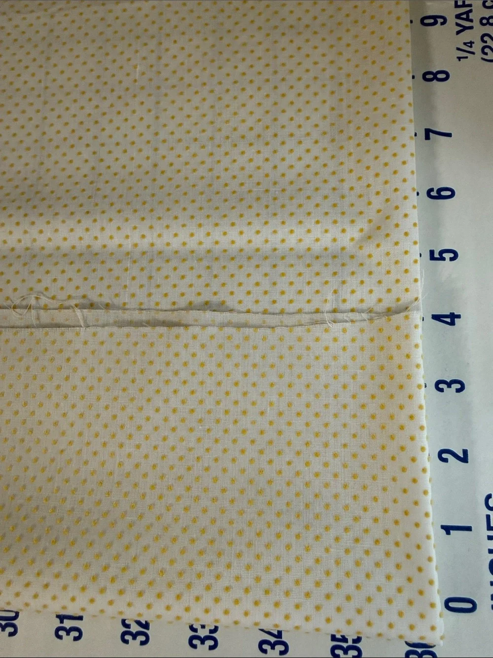 Vintage Yellow Polka Dot Fabric 1+ Yard 44” Tiny Dot Quilt Apparel Craft
